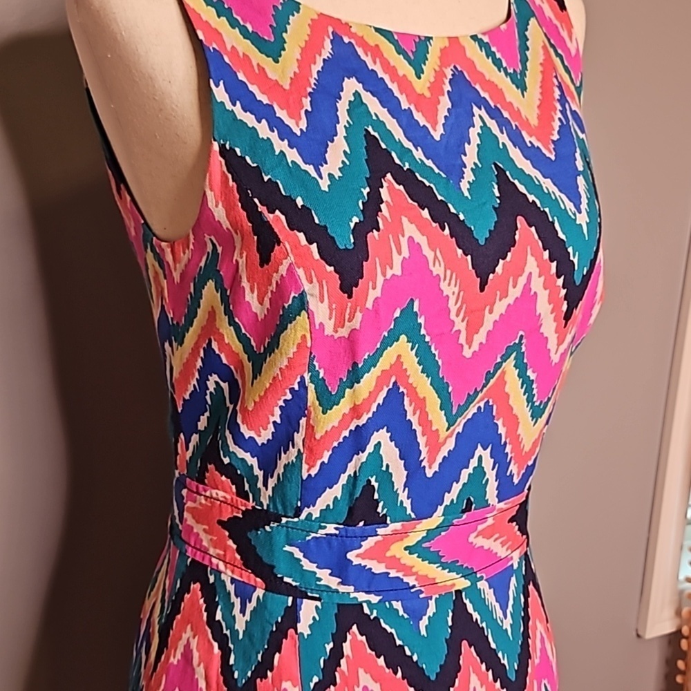 Lilly Pulitzer Kirkland Hearts a Flutter Chevron Keyhole Back Colorful Dress - Picture 3 of 8